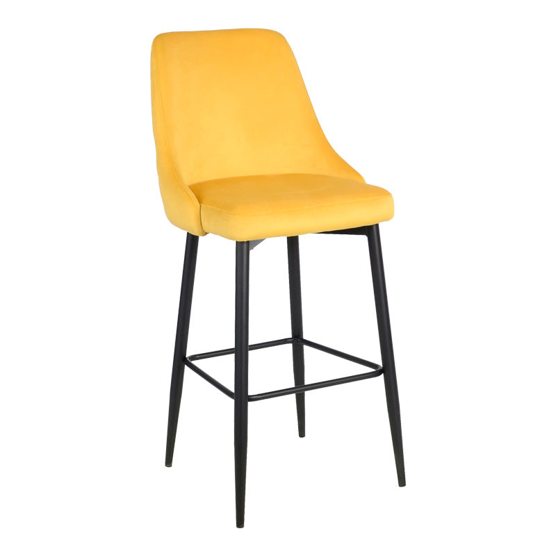 Scaun bar Zedna, Catifea Galbena, Picioare metal, Negru, 52x57x111 cm - Galben