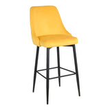 Scaun bar Zedna, Catifea Galbena, Picioare metal, Negru, 52x57x111 cm - Galben