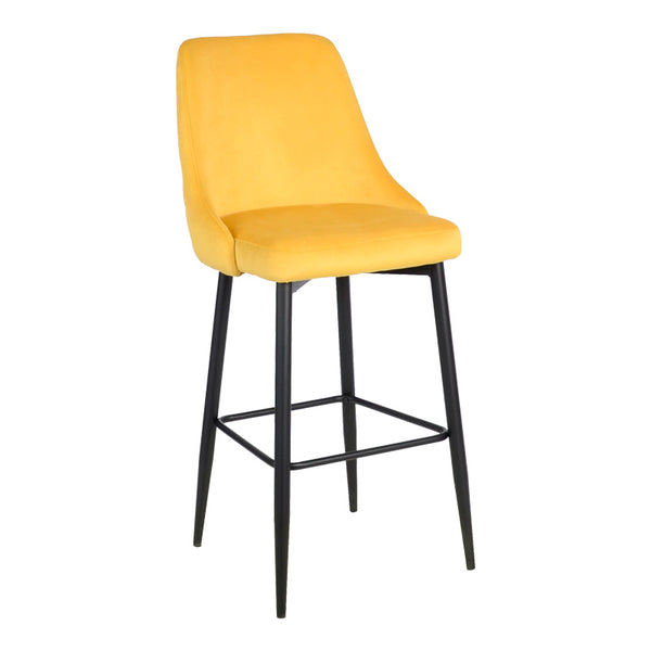 Scaun de bar Zedna, catifea si metal, 52x57x111 cm
