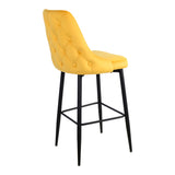 Scaun bar Zedna, Catifea Galbena, Picioare metal, Negru, 52x57x111 cm - Galben