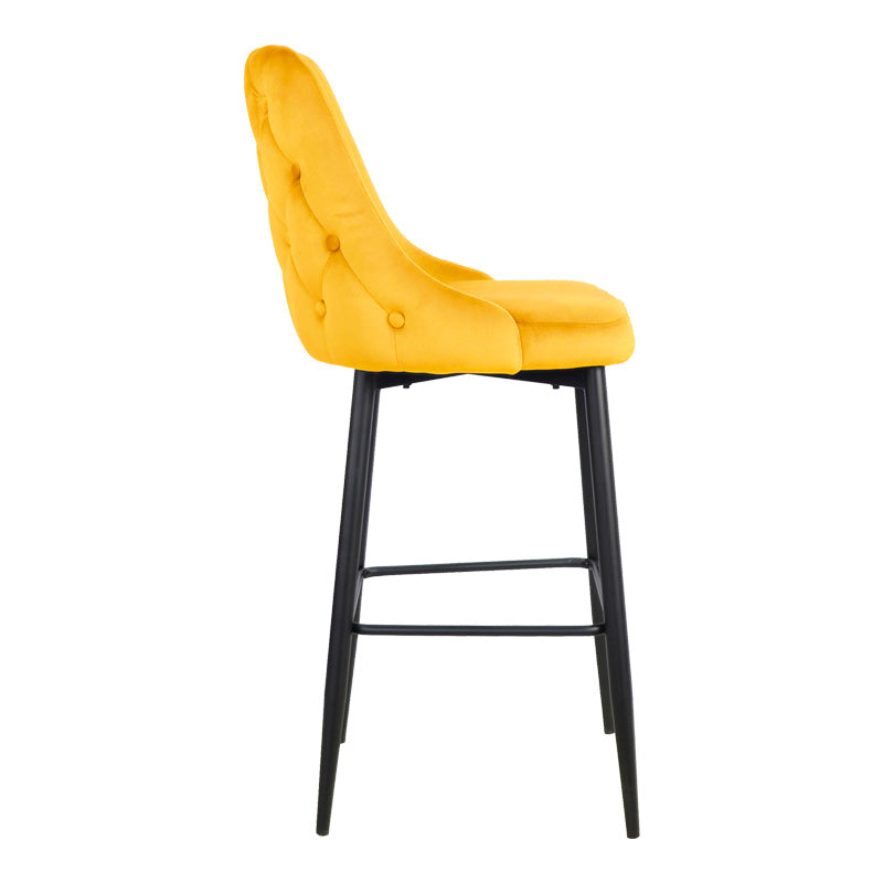 Scaun bar Zedna, Catifea Galbena, Picioare metal, Negru, 52x57x111 cm - Galben