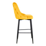 Scaun bar Zedna, Catifea Galbena, Picioare metal, Negru, 52x57x111 cm - Galben