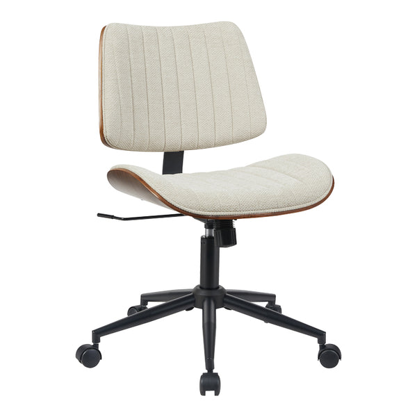 Scaun birou Amani cu ergonomie, Lemn, Nuc & Bej, 52x54x90 cm