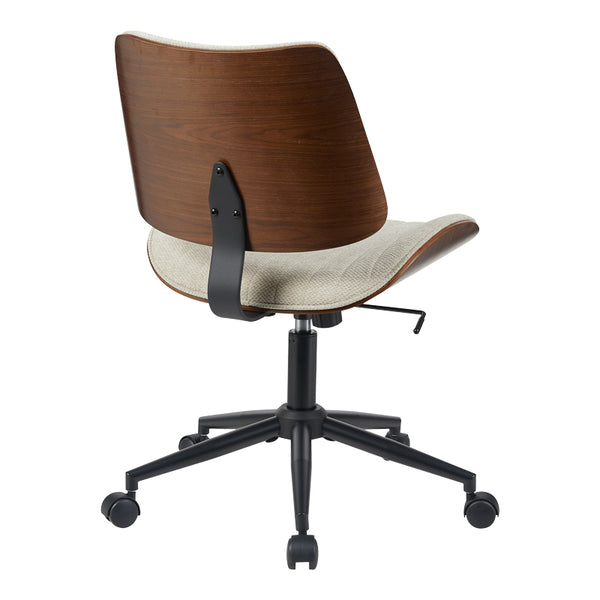 Scaun birou Amani cu ergonomie, Lemn, Nuc & Bej, 52x54x90 cm
