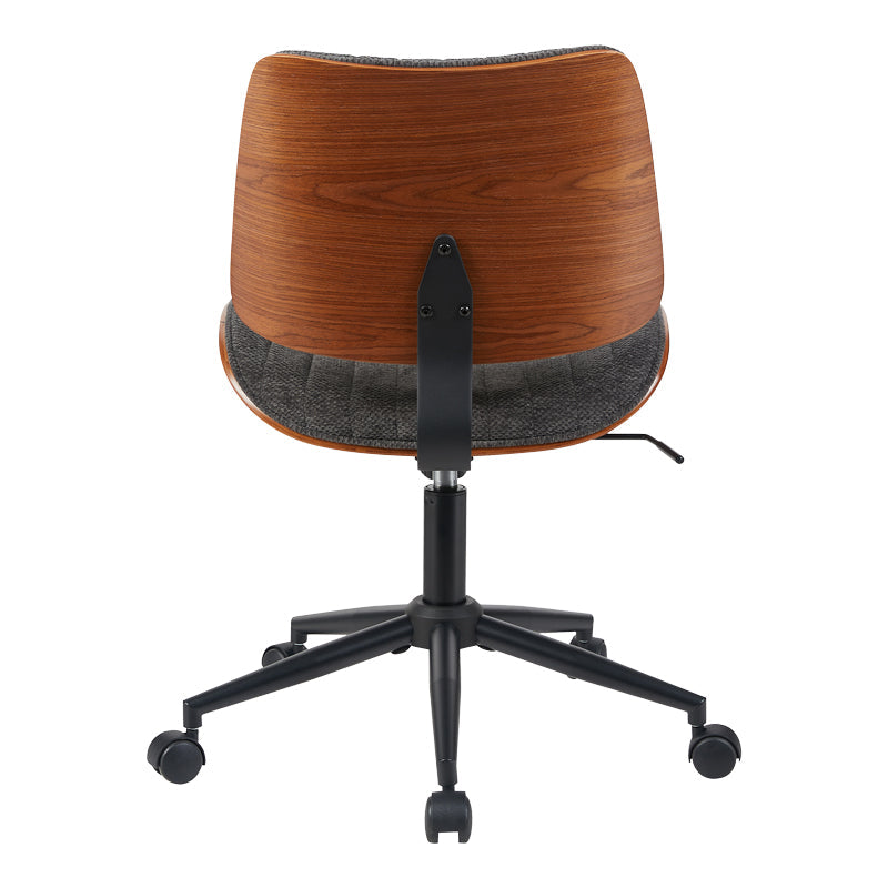 Scaun birou Amani cu ergonomie, Lemn, Nuc & Bej, 52x54x90 cm - Gri