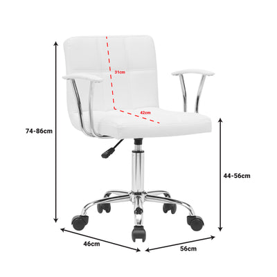 Scaun birou Buleco pu, alb, 56x46x74-86 cm, foto produs 8