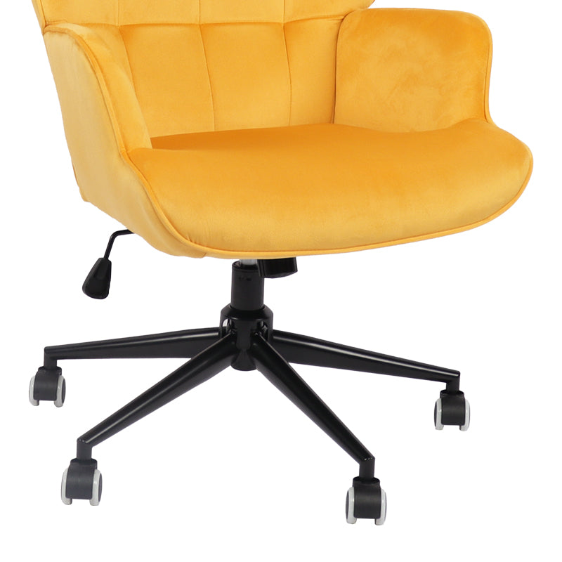 Scaun de birou directorial Lobima, catifea, 68x71x112 cm - Galben