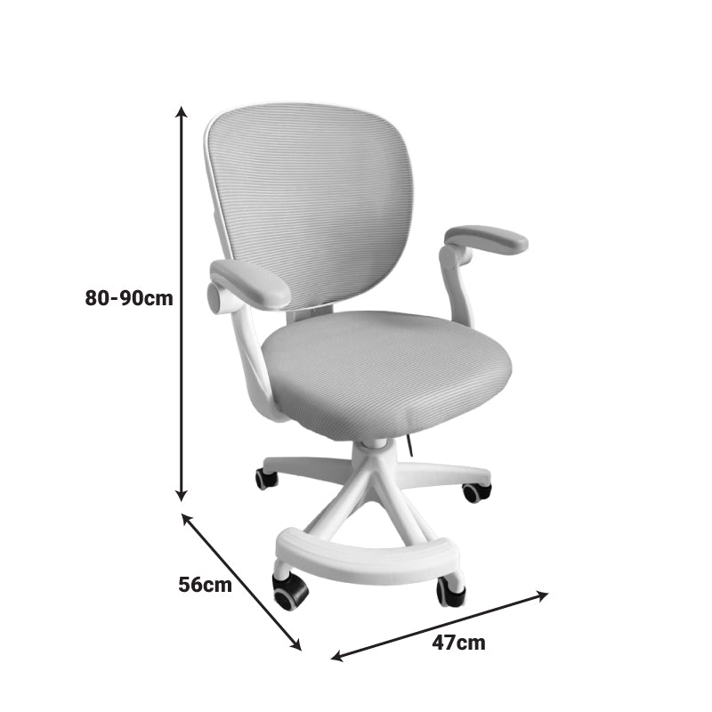 Scaun birou pentru copii cu funcție ajustabilă Bernu, mesh, Alb, 47x56x80-90 cm