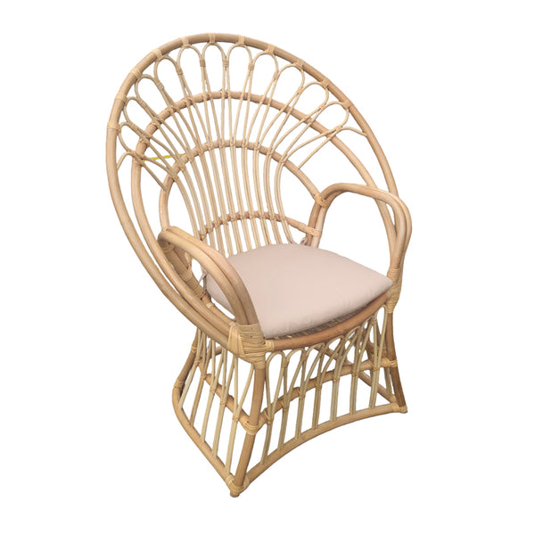 Scaun Boloni cu perna bej-ratan, Natural, 100x67x120 cm