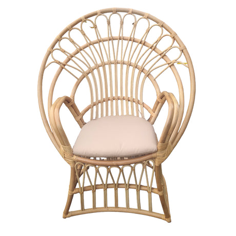 Scaun Boloni cu perna bej-ratan, Natural, 100x67x120 cm