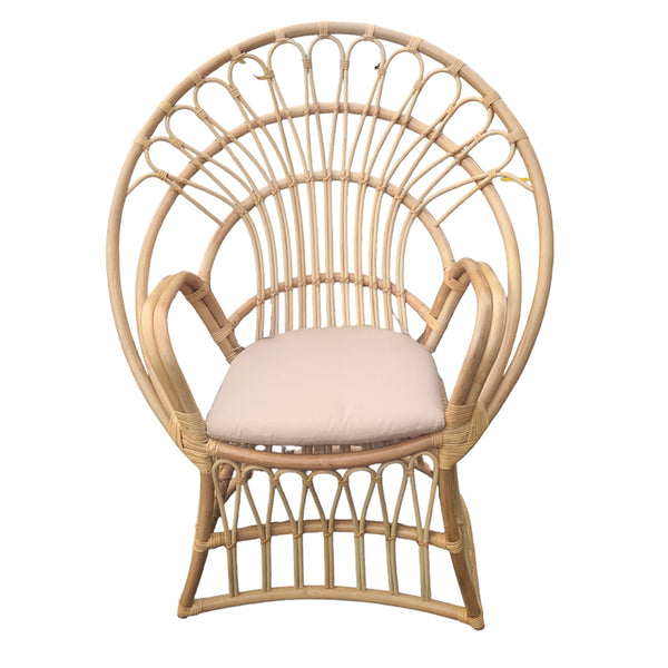 Scaun Boloni cu perna bej-ratan, Natural, 100x67x120 cm