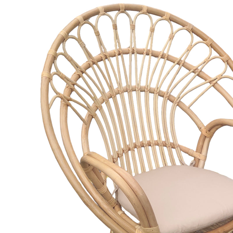 Scaun Boloni cu perna bej-ratan, Natural, 100x67x120 cm