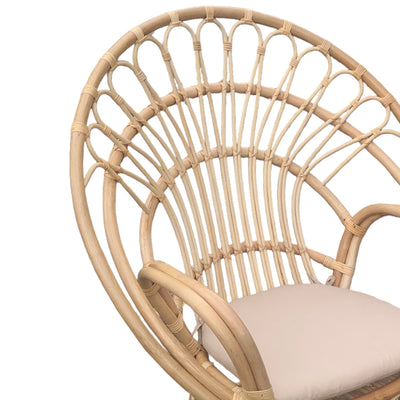 Scaun Boloni cu perna bej-ratan, Natural, 100x67x120 cm, detaliu produs