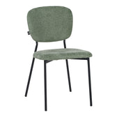 Scaun, Bouclé, metalic Negru, Verde Masliniu, 48x53x82 cm, și Elegant