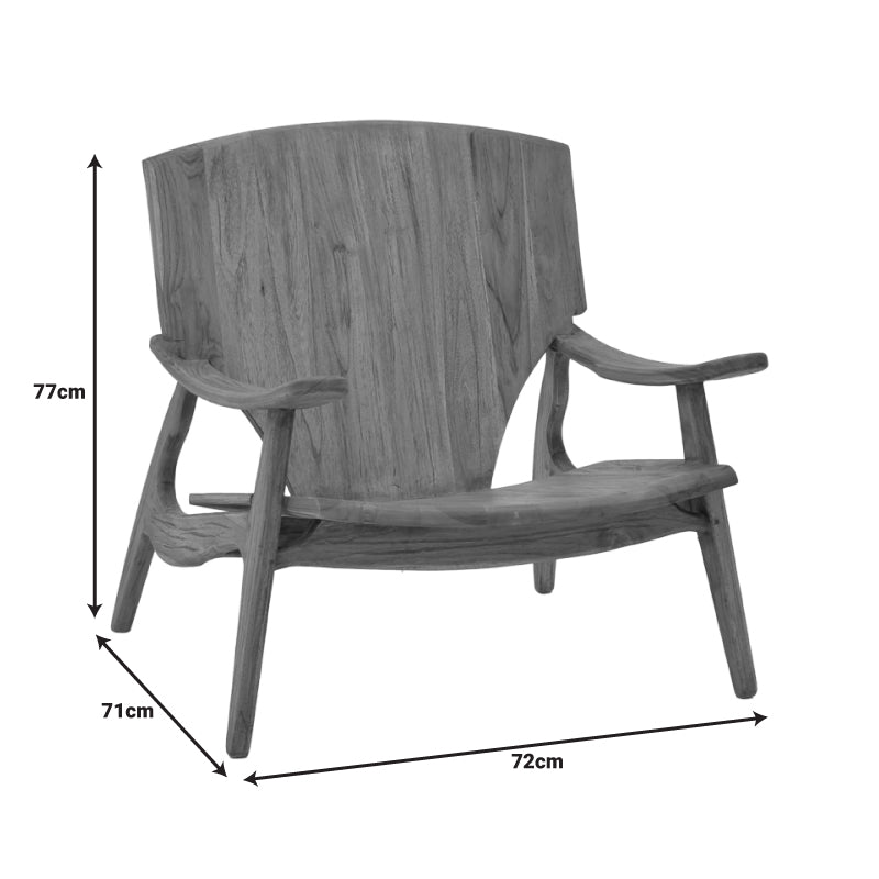Scaun Brazin lemn de tec, Natural, 72x71x77 cm, foto produs 8