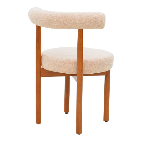Scaun Comfortabil Fenza, tesatura Teddy Bej, Picioare Lemn, Fag Nuc, 60x54x75 cm