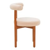 Scaun Comfortabil Fenza, tesatura Teddy Bej, Picioare Lemn, Fag Nuc, 60x54x75 cm - Bej