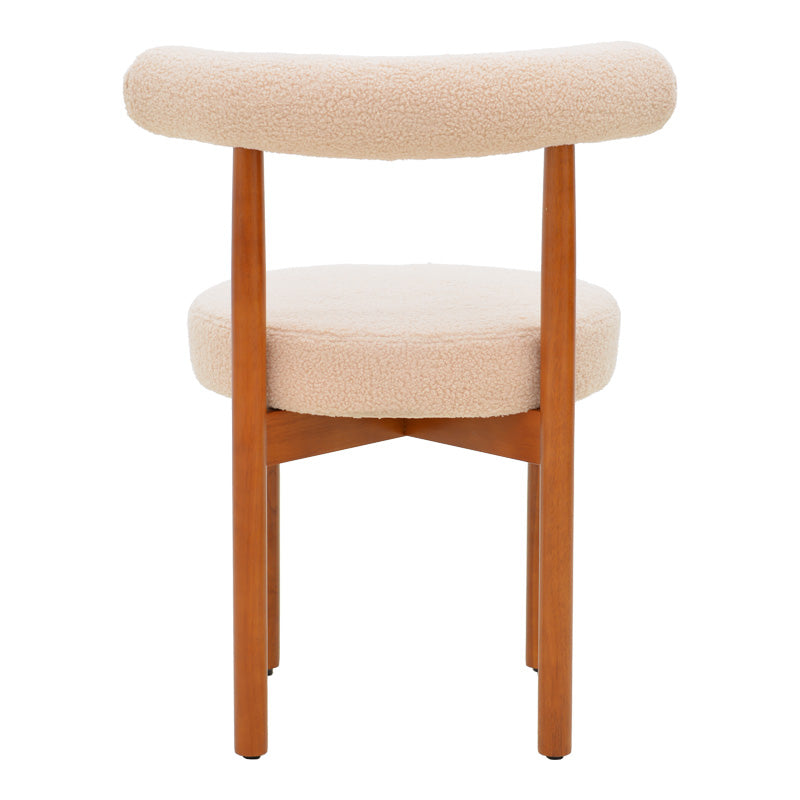 Scaun Comfortabil Fenza, tesatura Teddy Bej, Picioare Lemn, Fag Nuc, 60x54x75 cm - Bej