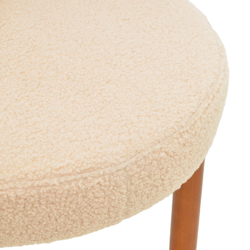 Scaun Comfortabil Fenza, tesatura Teddy Bej, Picioare Lemn, Fag Nuc, 60x54x75 cm - Bej