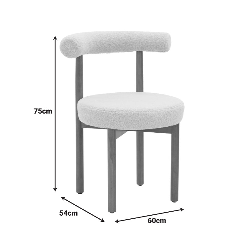 Scaun Comfortabil Fenza, tesatura Teddy Bej, Picioare Lemn, Fag Nuc, 60x54x75 cm - Bej