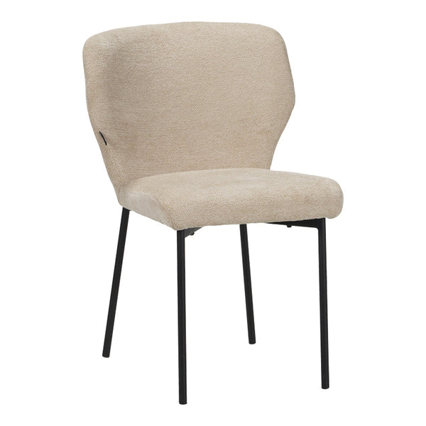 Scaun confortabil Mavier, Stil Modern, Stofă Gri-Bej, Picioare Metal, Negru, 48x62x82 cm