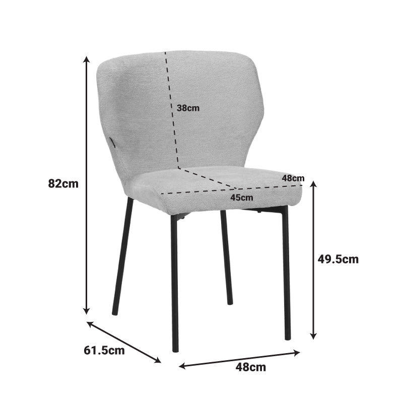 Scaun confortabil Mavier, Stil Modern, Stofă Gri-Bej, Picioare Metal, Negru, 48x62x82 cm - BLACK-BEIGE