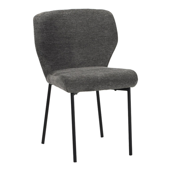 Scaun confortabil Mavier, Stil Modern, Stofă Gri-Bej, Picioare Metal, Negru, 48x62x82 cm