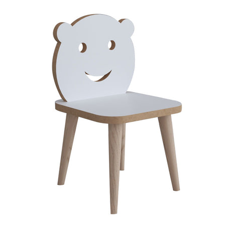 Scaun copii Jerry alb, lemn, Natural, 30x30x52 cm