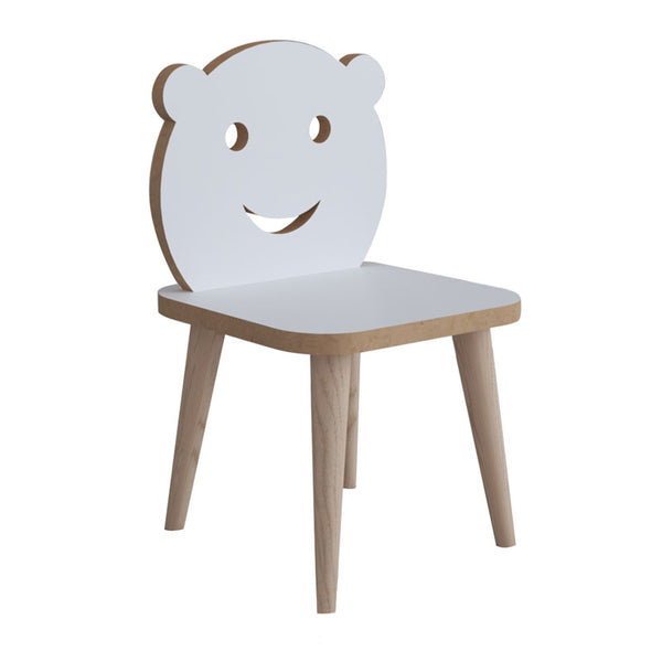 Scaun copii Jerry alb, lemn, Natural, 30x30x52 cm