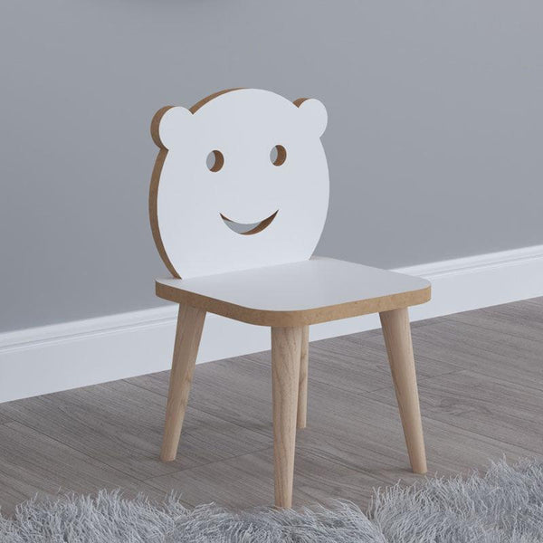 Scaun copii Jerry alb, lemn, Natural, 30x30x52 cm
