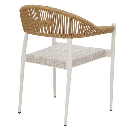 Scaun cu brate din aluminiu Elation sivuibil cu cadru alb-textilene si rattan, Natural, 56x52x76 cm
