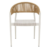 Scaun cu brate din aluminiu Elation sivuibil cu cadru alb-textilene si rattan, Natural, 56x52x76 cm