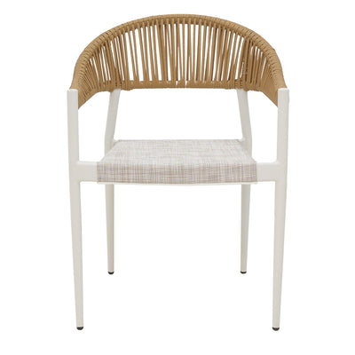 Scaun cu brate din aluminiu Elation sivuibil cu cadru alb-textilene si rattan, Natural, 56x52x76 cm, perspectiva suplimentara