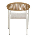 Scaun cu brate din aluminiu Elation sivuibil cu cadru alb-textilene si rattan, Natural, 56x52x76 cm, foto produs