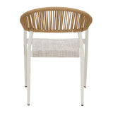 Scaun cu brate din aluminiu Elation sivuibil cu cadru alb-textilene si rattan, Natural, 56x52x76 cm