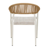 Scaun cu brate din aluminiu Elation sivuibil cu cadru alb-textilene si rattan, Natural, 56x52x76 cm, foto produs
