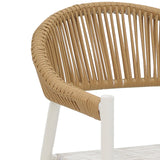 Scaun cu brate din aluminiu Elation sivuibil cu cadru alb-textilene si rattan, Natural, 56x52x76 cm