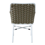 Scaun cu brate din aluminiu Ortegia, cu cadru alb si sfoara kaki, 57x62x82 cm