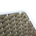 Scaun cu brate din aluminiu Ortegia, cu cadru alb si sfoara kaki, 57x62x82 cm, foto produs