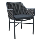 Scaun cu brate din aluminiu Ortegia, cu cadru antracit si sfoara, 57x62x82 cm
