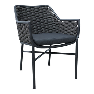 Scaun cu brate din aluminiu Ortegia, cu cadru antracit si sfoara, 57x62x82 cm