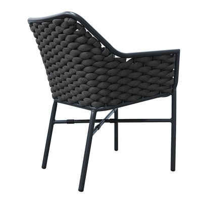 Scaun cu brate din aluminiu Ortegia, cu cadru antracit si sfoara, 57x62x82 cm, imagine suplimentara