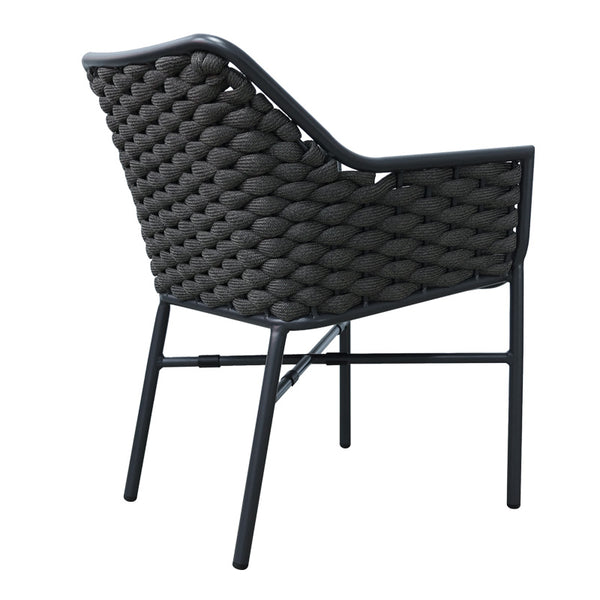 Scaun cu brate din aluminiu Ortegia, cu cadru antracit si sfoara, 57x62x82 cm