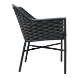 Scaun cu brate din aluminiu Ortegia, cu cadru antracit si sfoara, 57x62x82 cm
