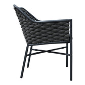 Scaun cu brate din aluminiu Ortegia, cu cadru antracit si sfoara, 57x62x82 cm, detaliu produs
