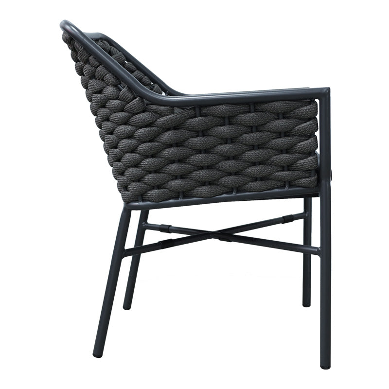 Scaun cu brate din aluminiu Ortegia, cu cadru antracit si sfoara, 57x62x82 cm, detaliu produs