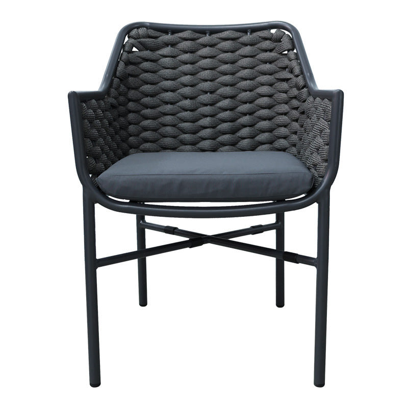 Scaun cu brate din aluminiu Ortegia, cu cadru antracit si sfoara, 57x62x82 cm, perspectiva suplimentara