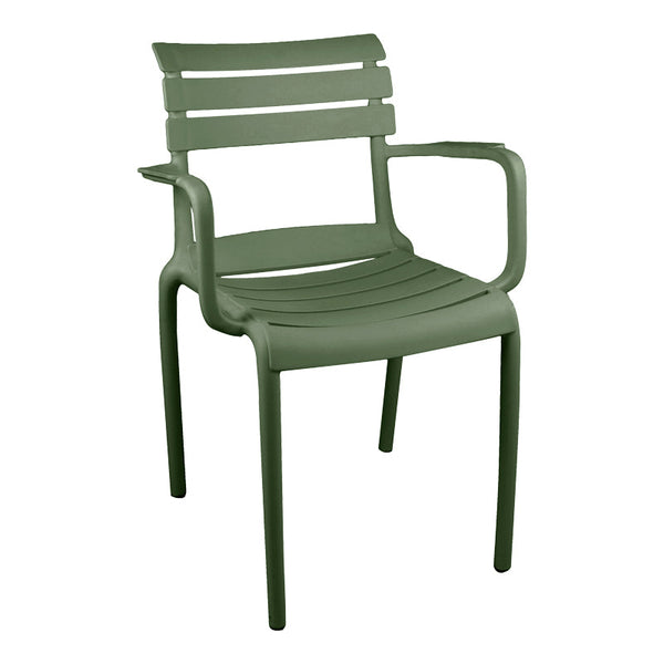 Scaun cu brațe stivuibil Almea, Polipropilenă, Antracit - Verde, 58x56x82 cm