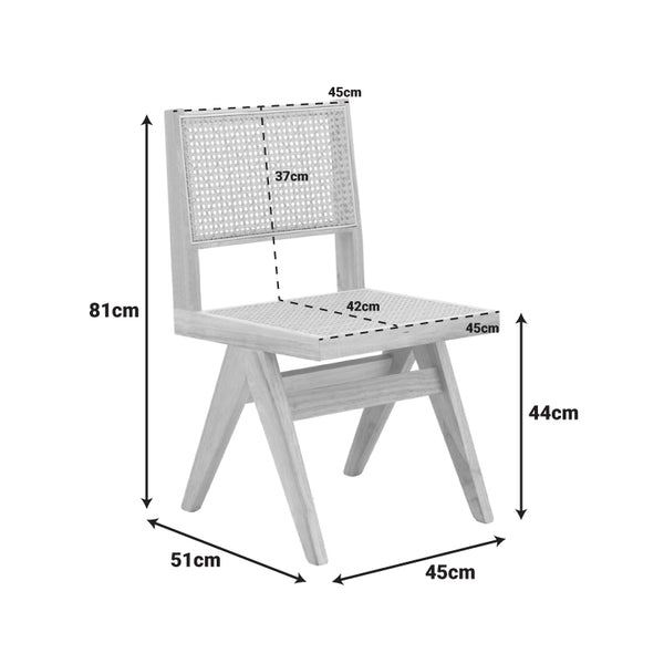 Scaun cu design natural Winslow, Lemn Rubberwood-Ratan, 46x58x80 cm