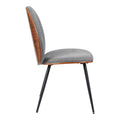 Scaun cu funcție ergonomică Nerezy, Lemn de Nuc și Țesătură, Gri, 57x48x88 cm, detaliu produs